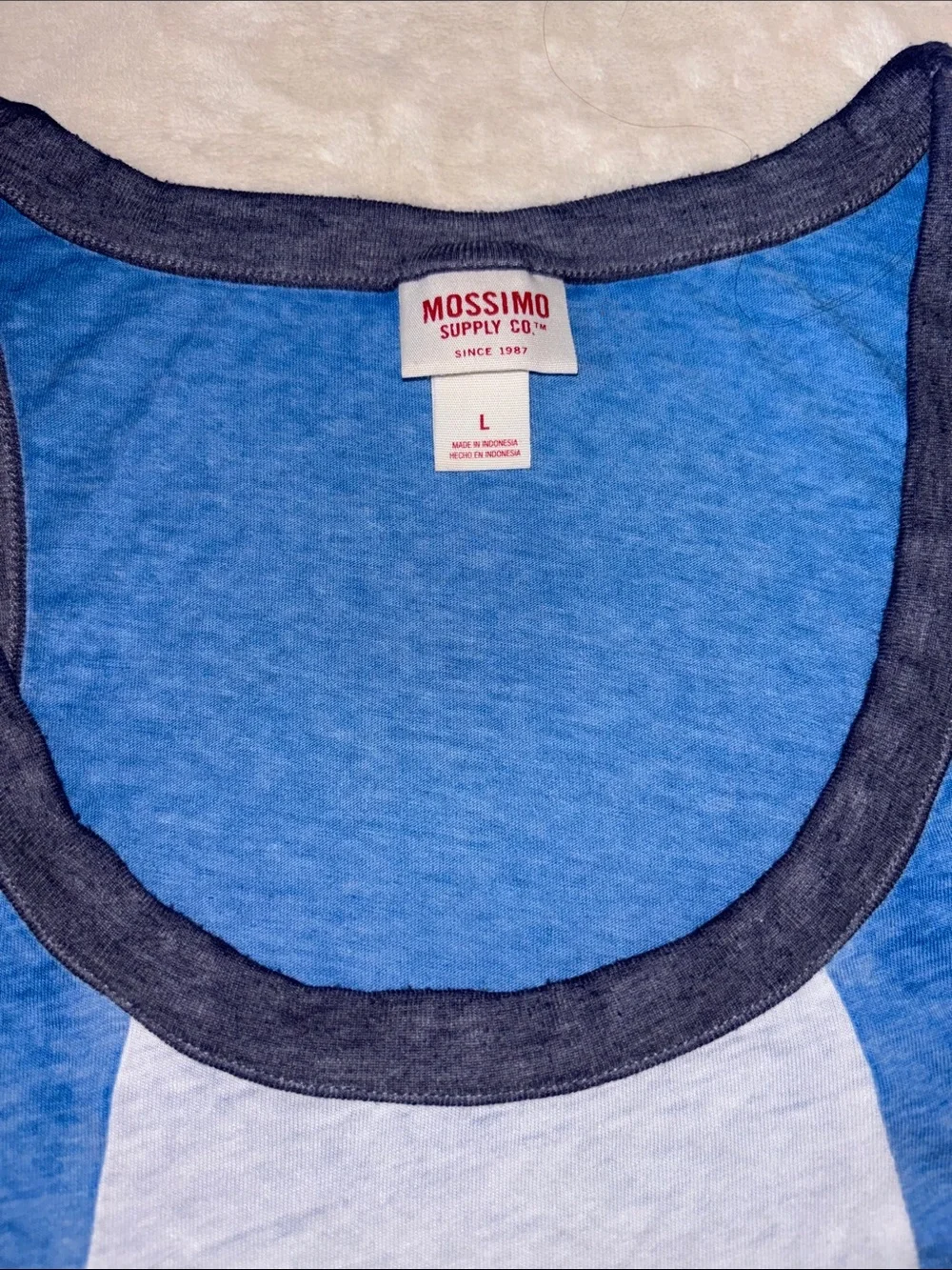 Mossimo Supply Co. Blue Colorblock Scoop Tank SZ L - Picture 2 of 7